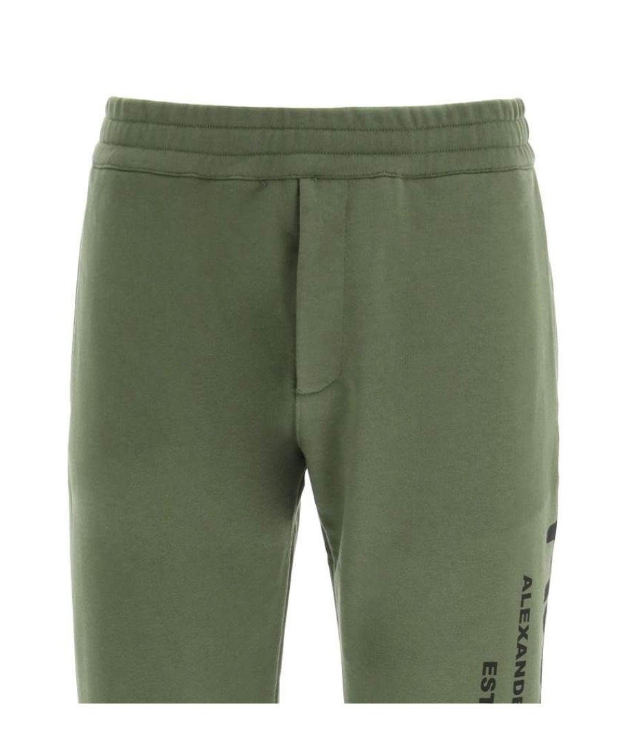 Alexander Mcqueen Logo Print Tapered Track Trousers In Green