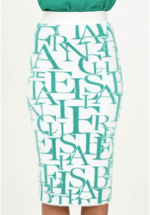Elisabetta Franchi Lettering Pattern Knit Skirt In Blue