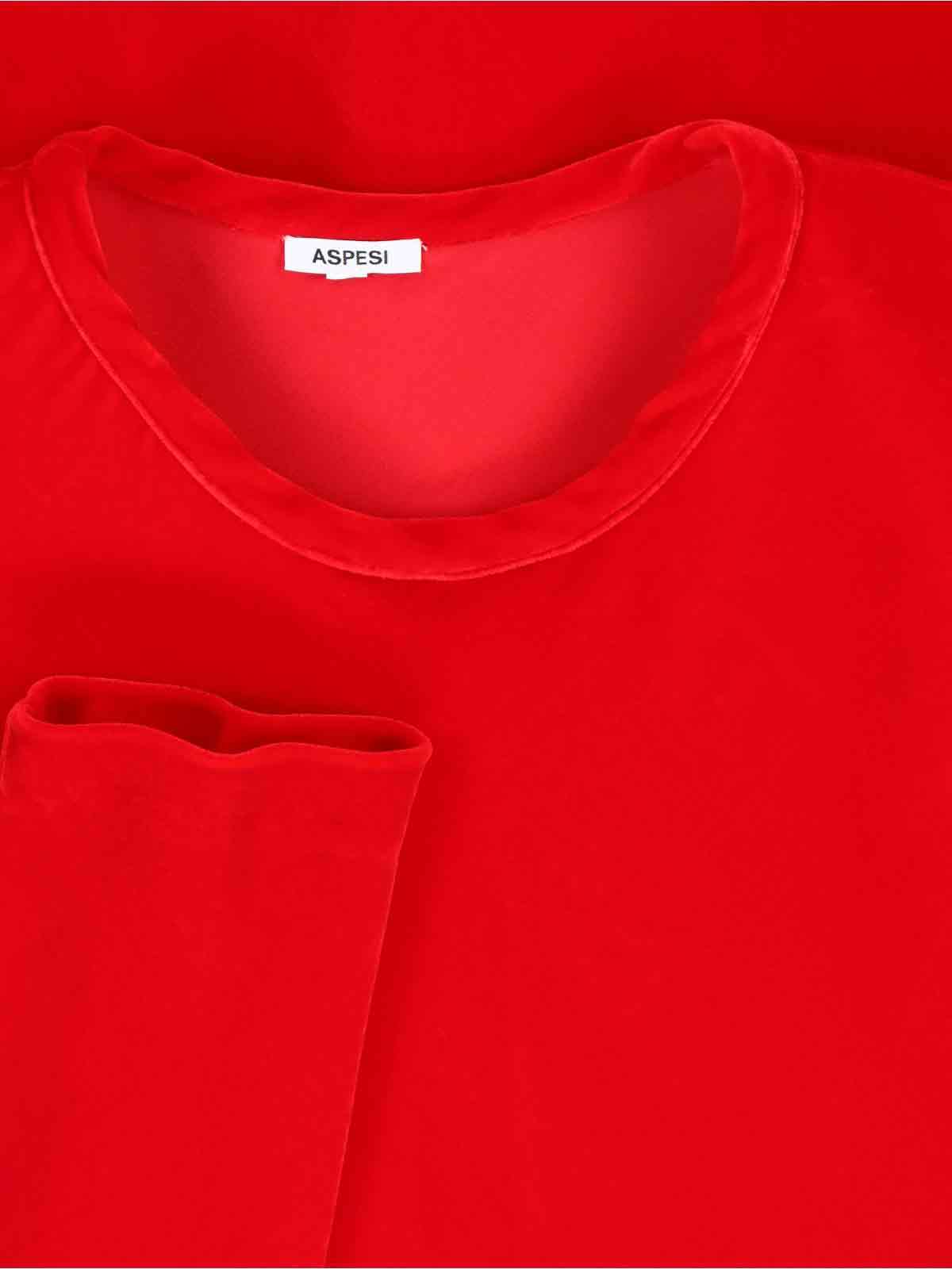 Aspesi Midi Dress With Round Neckline And Three-quarter Sleeves In Red