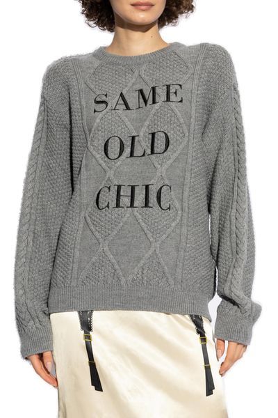 Moschino Crewneck Long-sleeved Jumper In Gray
