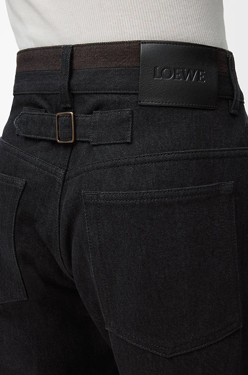 Loewe Denim Cuffed Jeans In Black