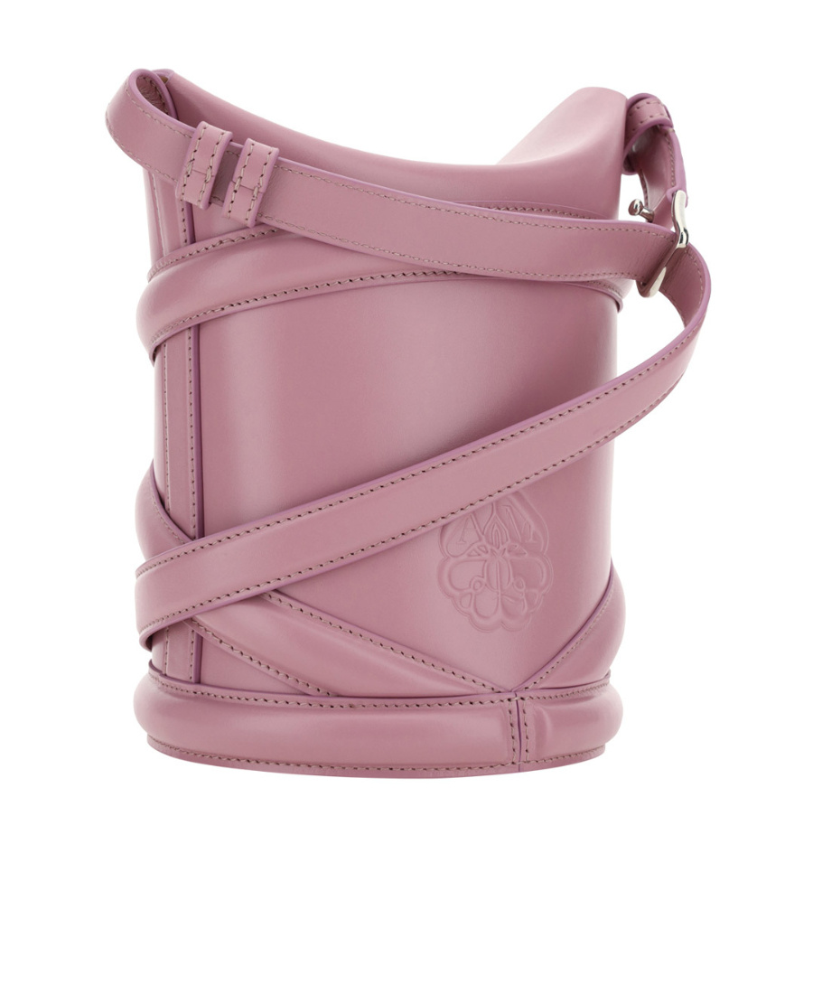 Alexander Mcqueen Dark Pink Leather The Curve Bucket Bag In Pink