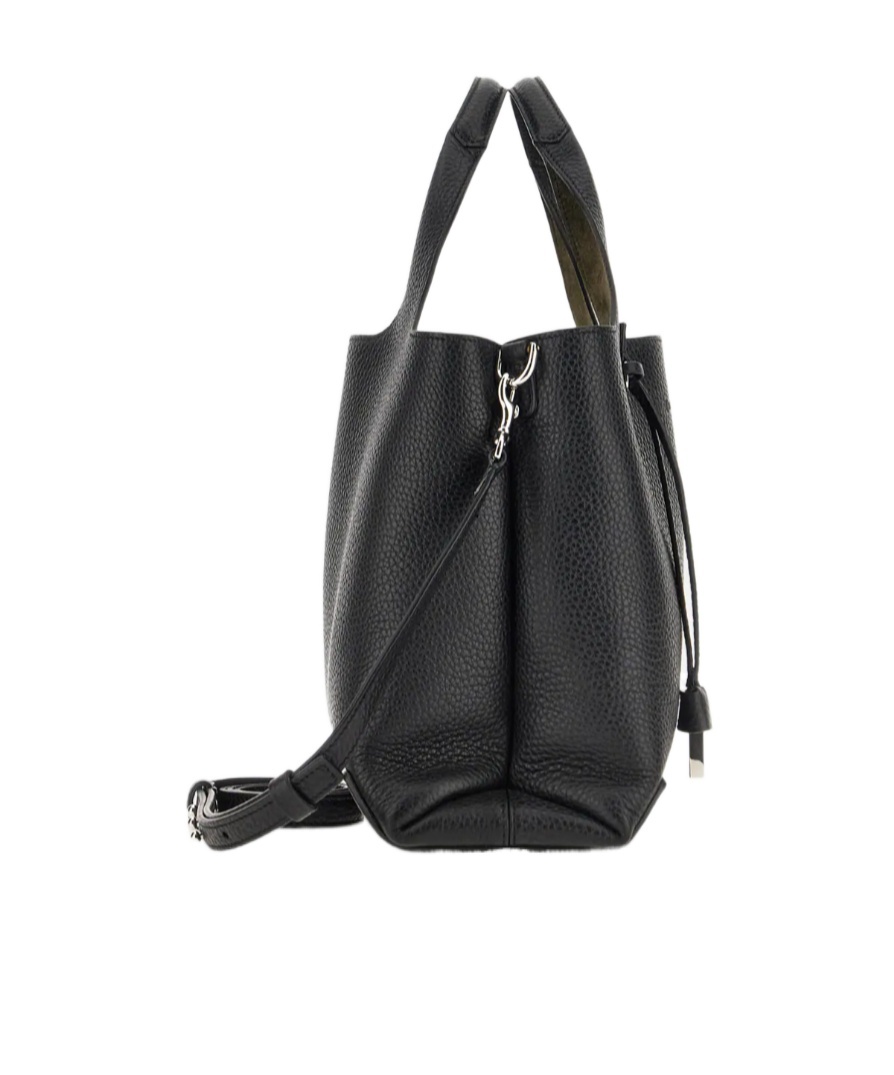 Hogan Shopping Bag In Textured Leather In Black