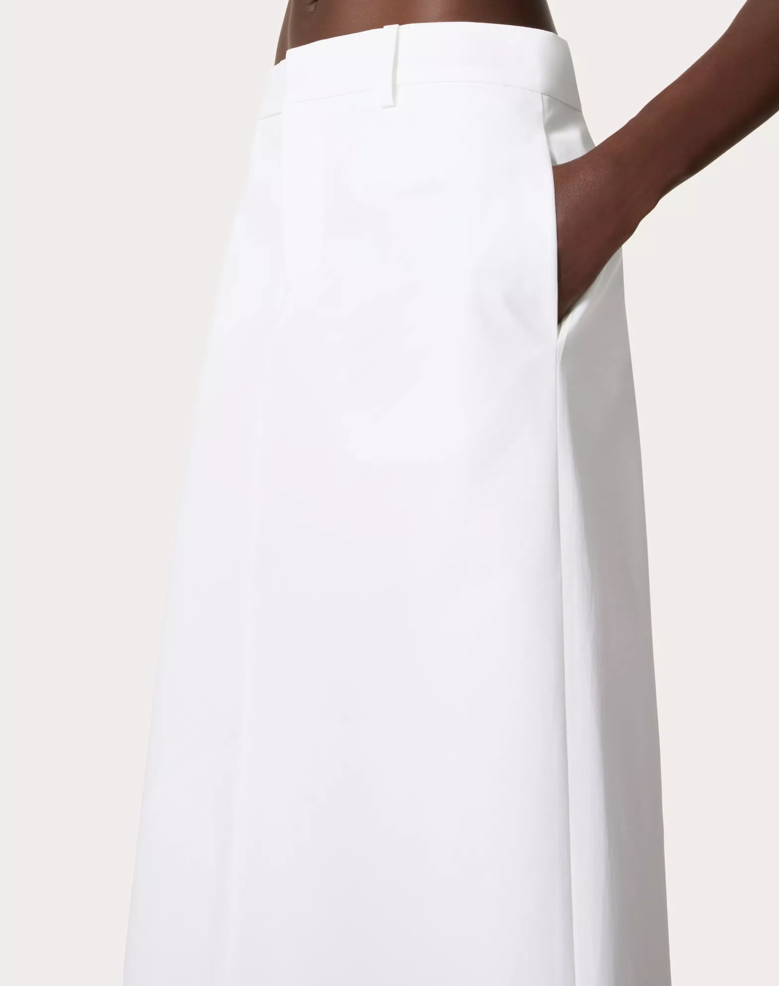 Shop Valentino Cotton Midi Skirt In White