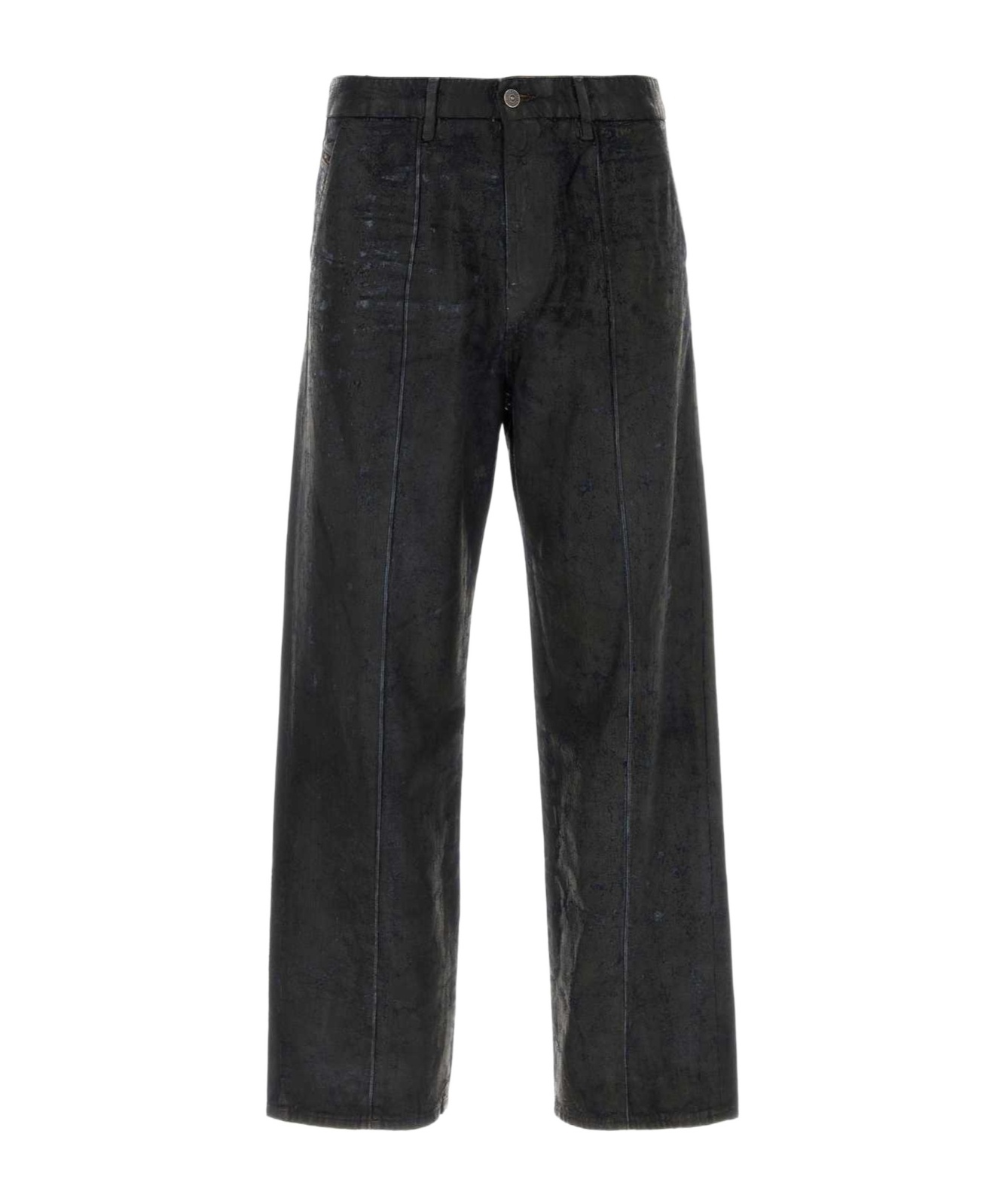 Diesel High-waisted Wide-leg Jeans With Edgy Raw Hem In Black