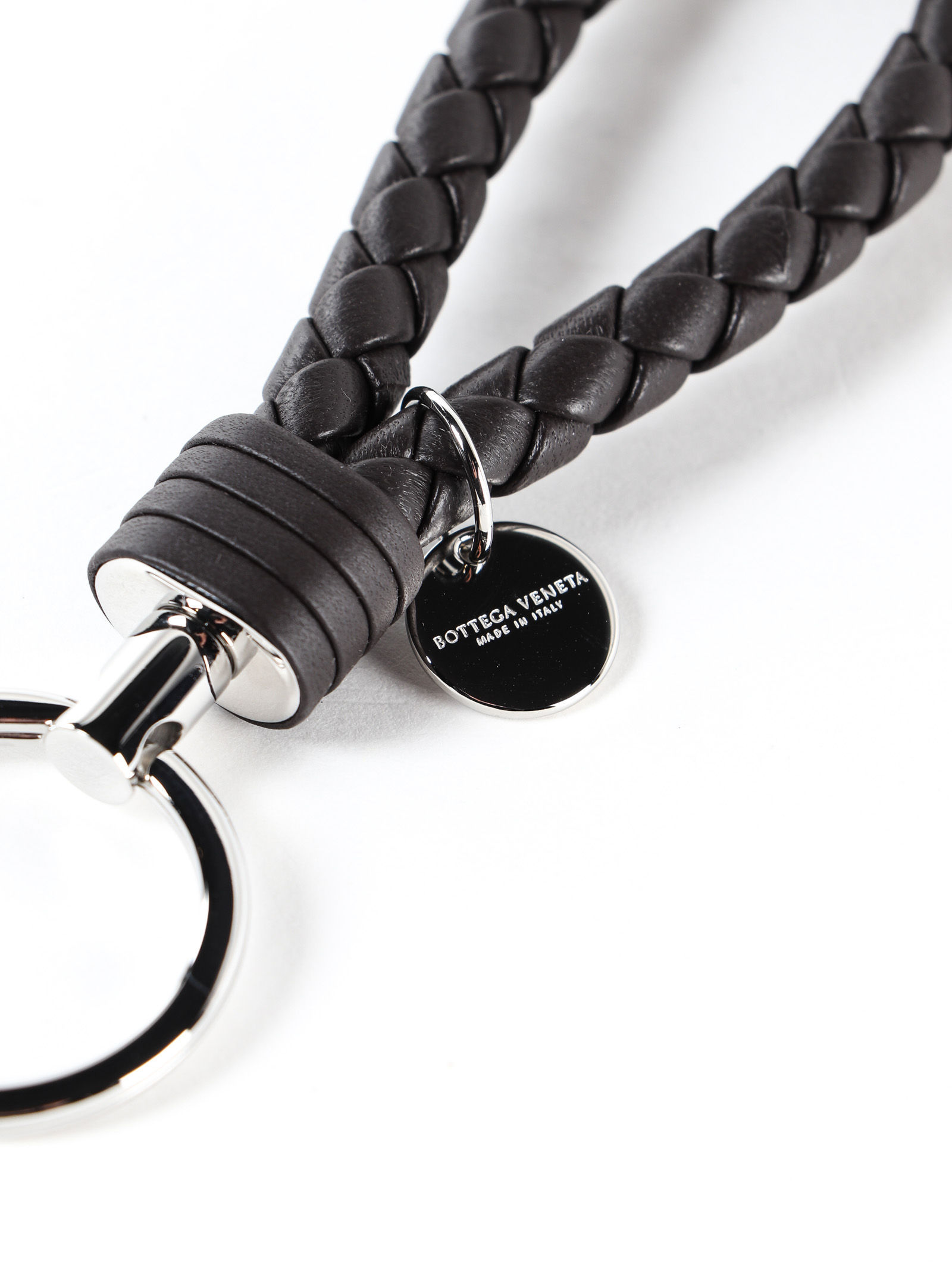 Bottega Veneta Intrecciato Weaves Key Ring In Black