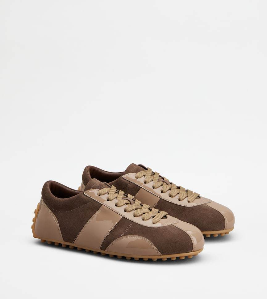 Tod's Panelled Sneakers In Brown