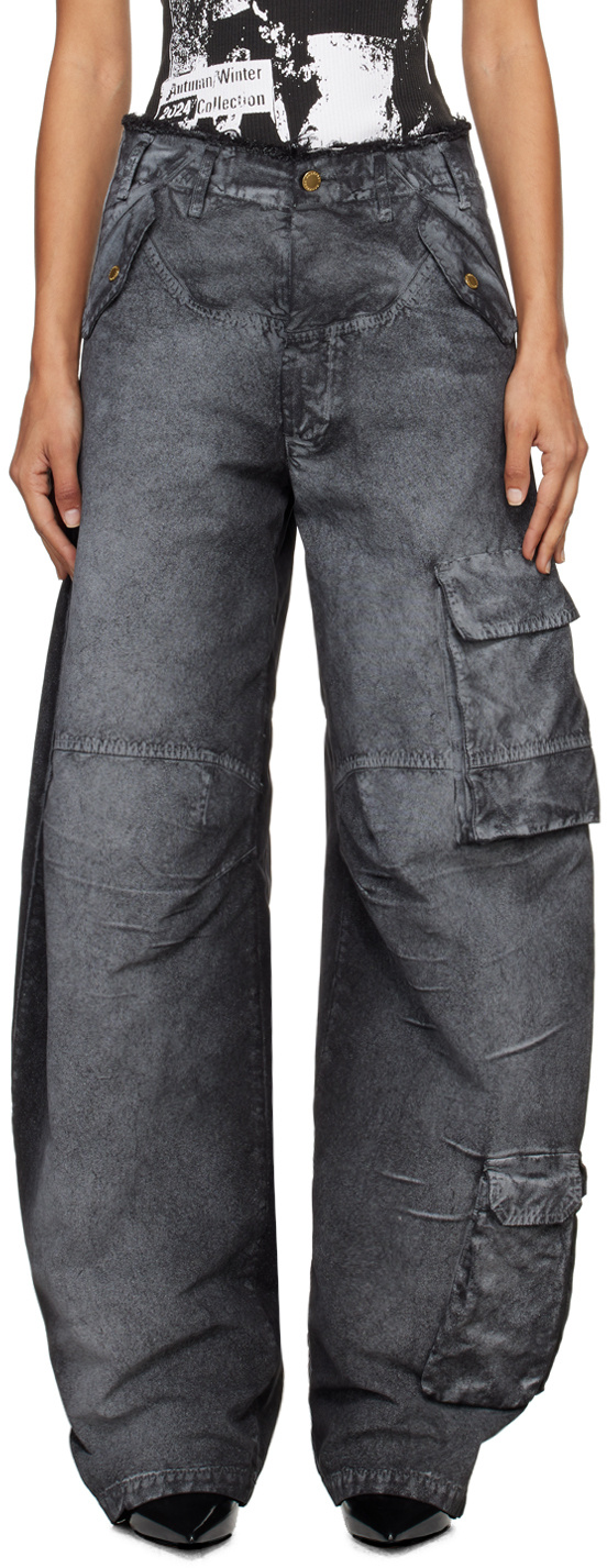 Darkpark Rosalind Barrel Leg Cargo Pants In Black