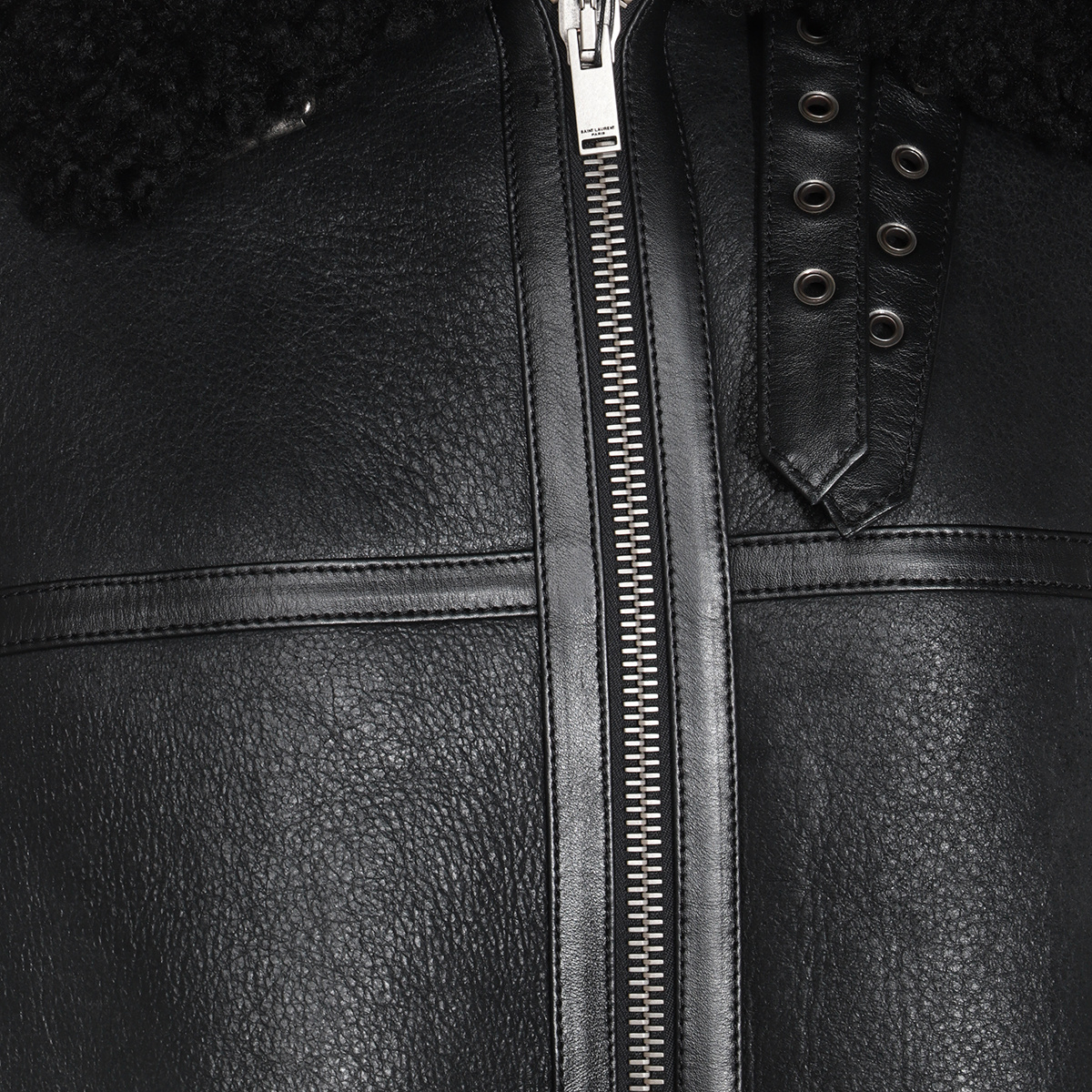 Saint Laurent Shearling Jacket In Black