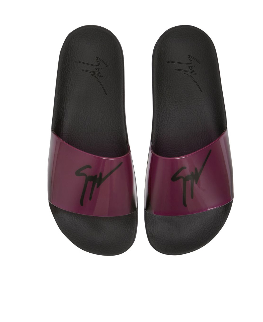 Giuseppe Zanotti Slide Sandals With Logo In Black