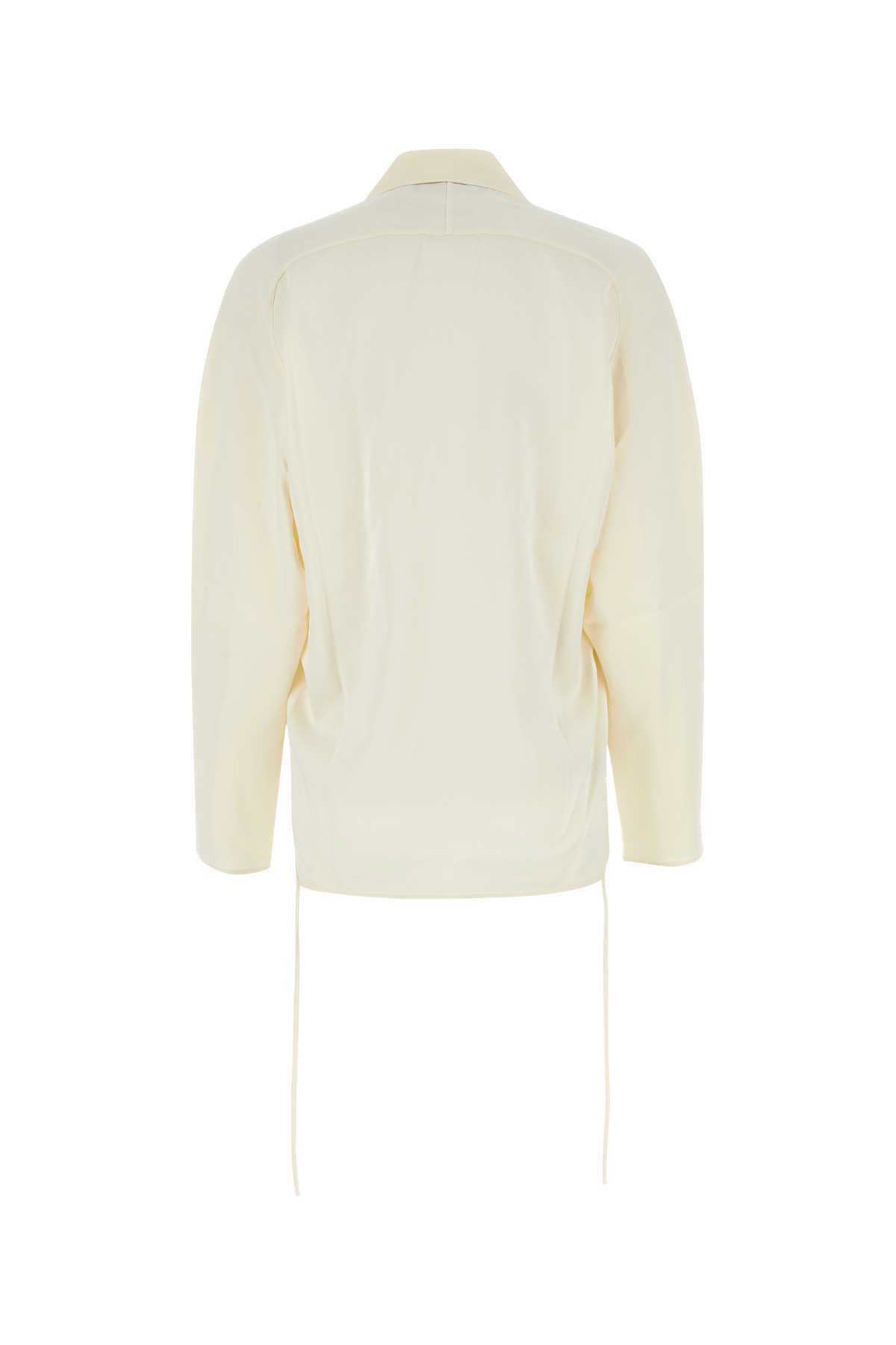 Kiko Kostadinov Satin V-neck Shirt With Drawstring Hemline In Neutral
