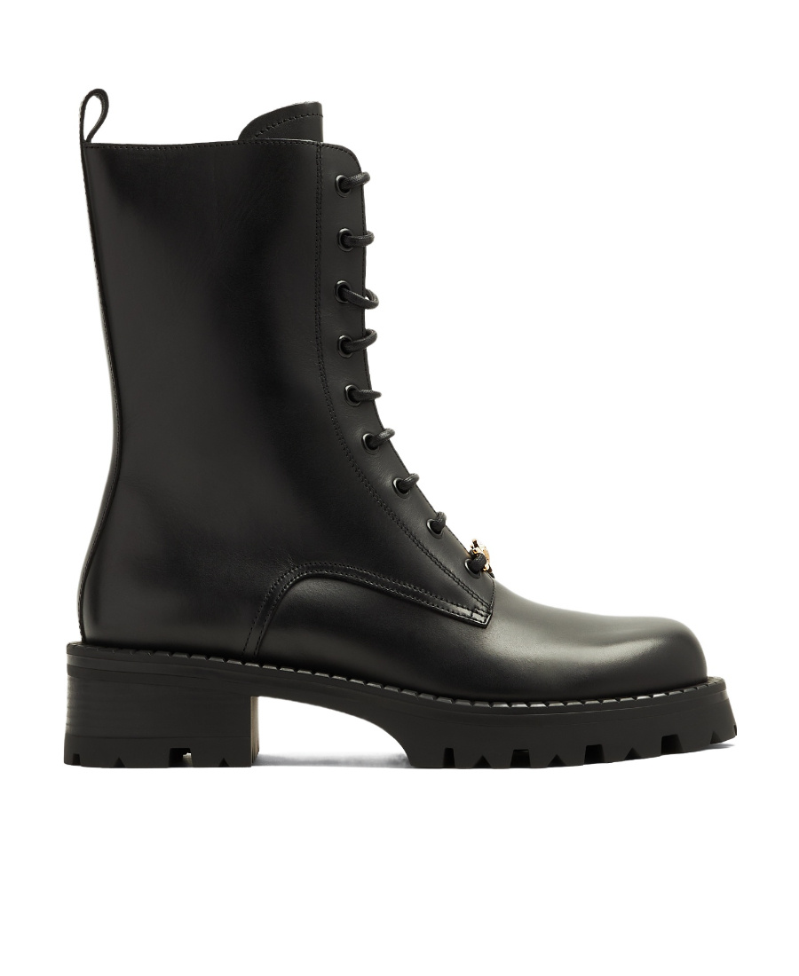 Versace Vagabond Lace-up Army Boots In Black