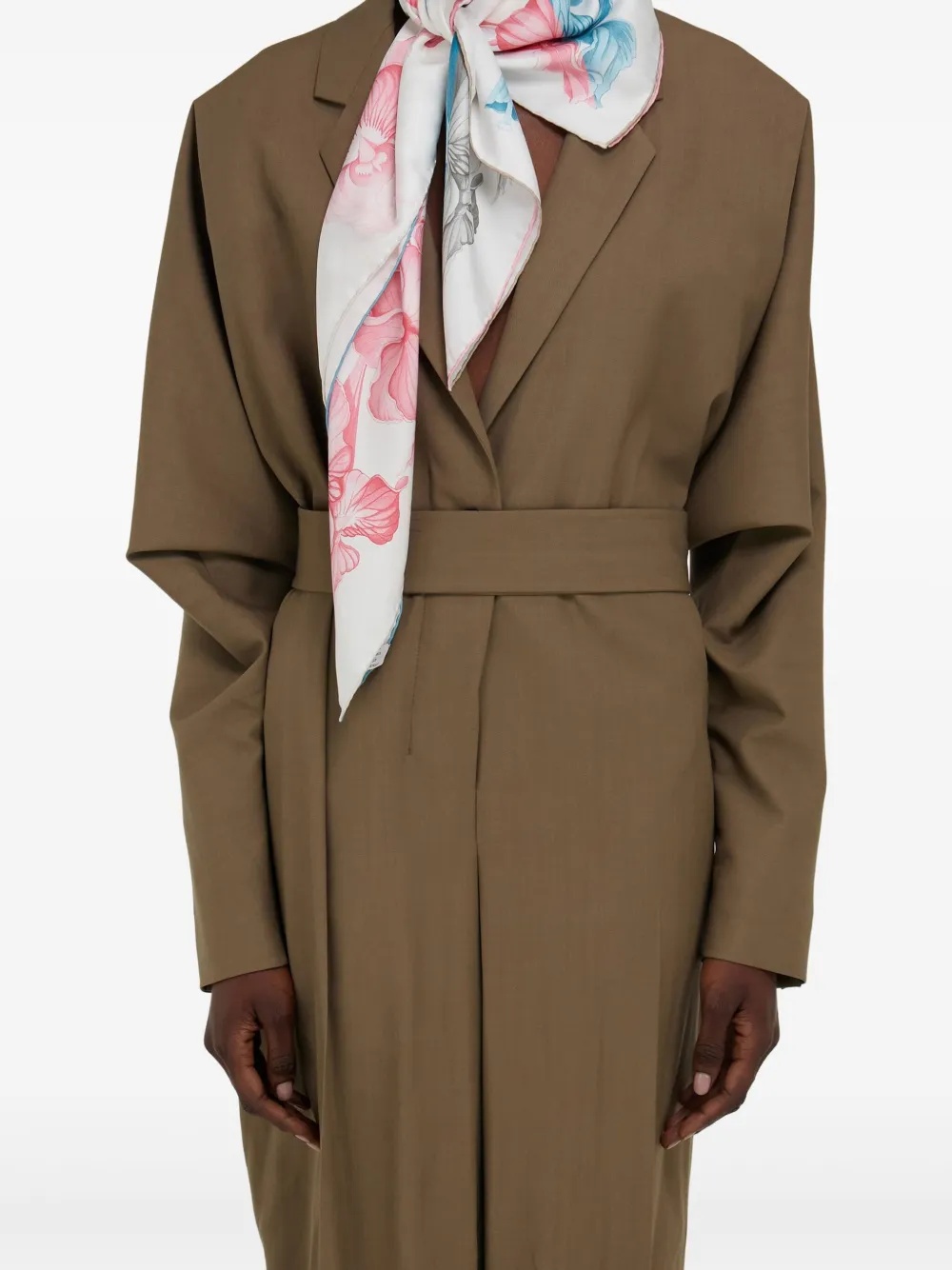 Ferragamo Hydrangea-print Silk Scarf In Pastel