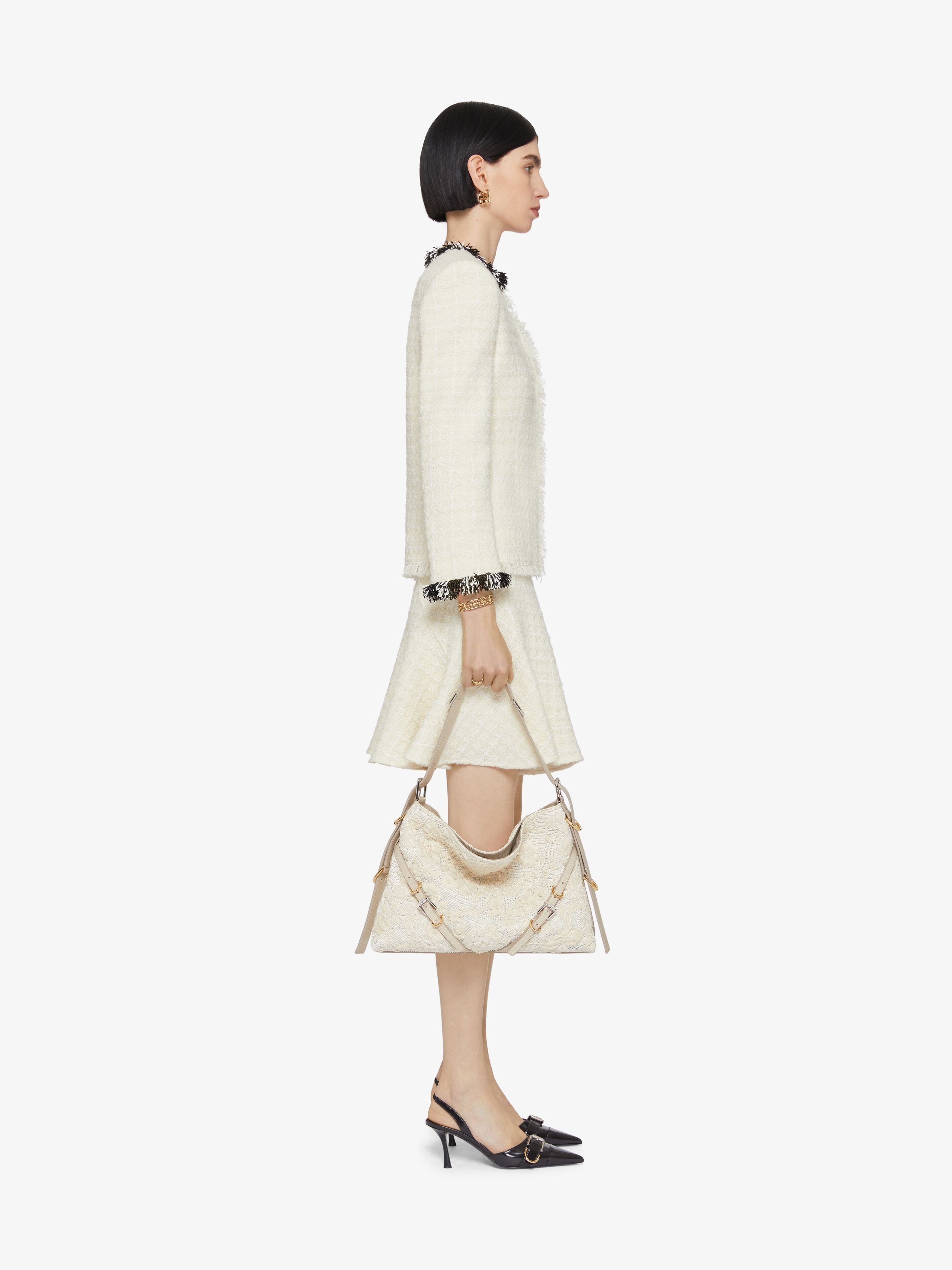 Givenchy Tweed Short Jacket With Beaded Trim In White