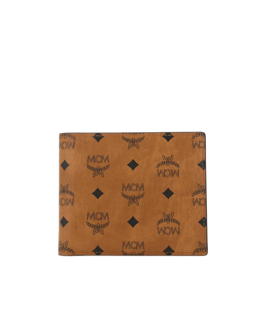 Mcm Small Monogram-print Bi-fold Wallet In Brown