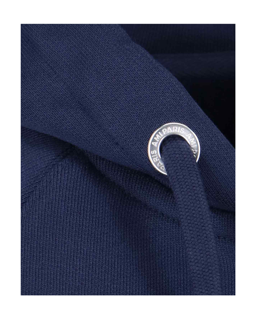 Ami Alexandre Mattiussi Long-sleeved Hooded Sweater In Blue