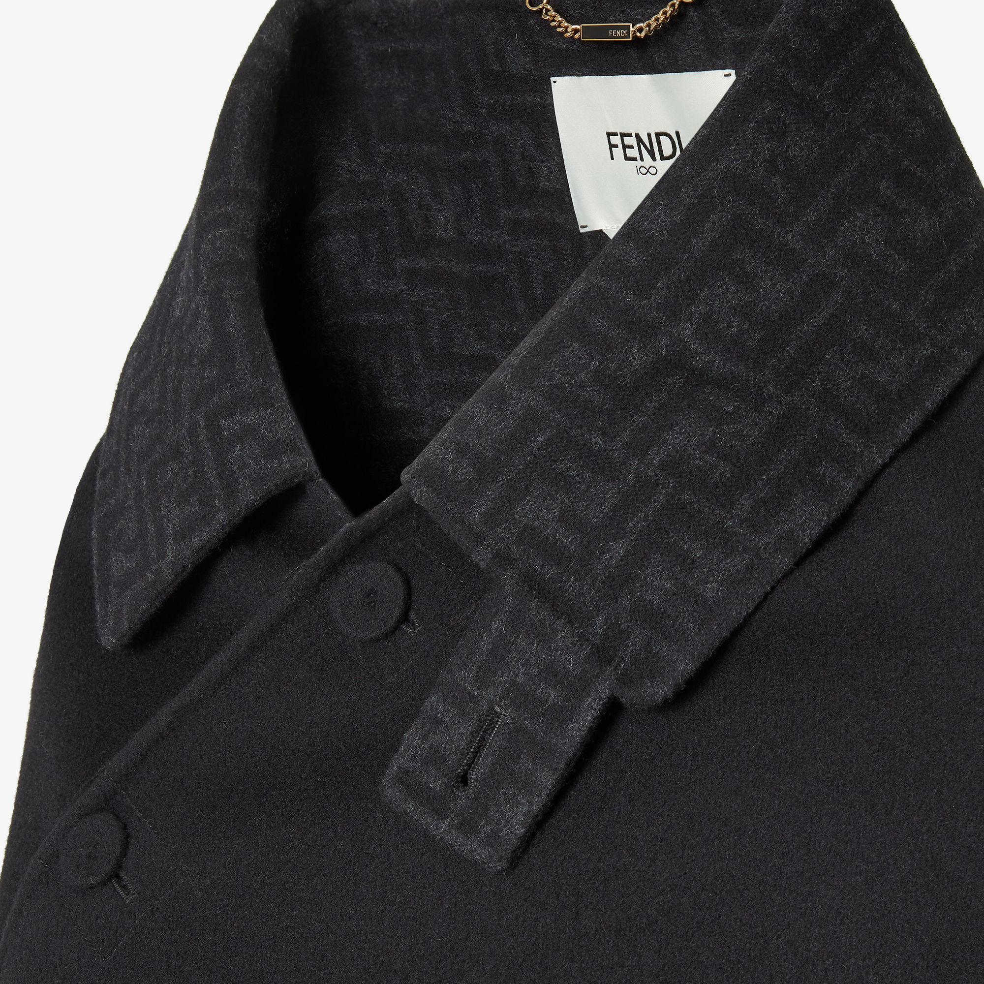Fendi Black Wool Cloak In Black