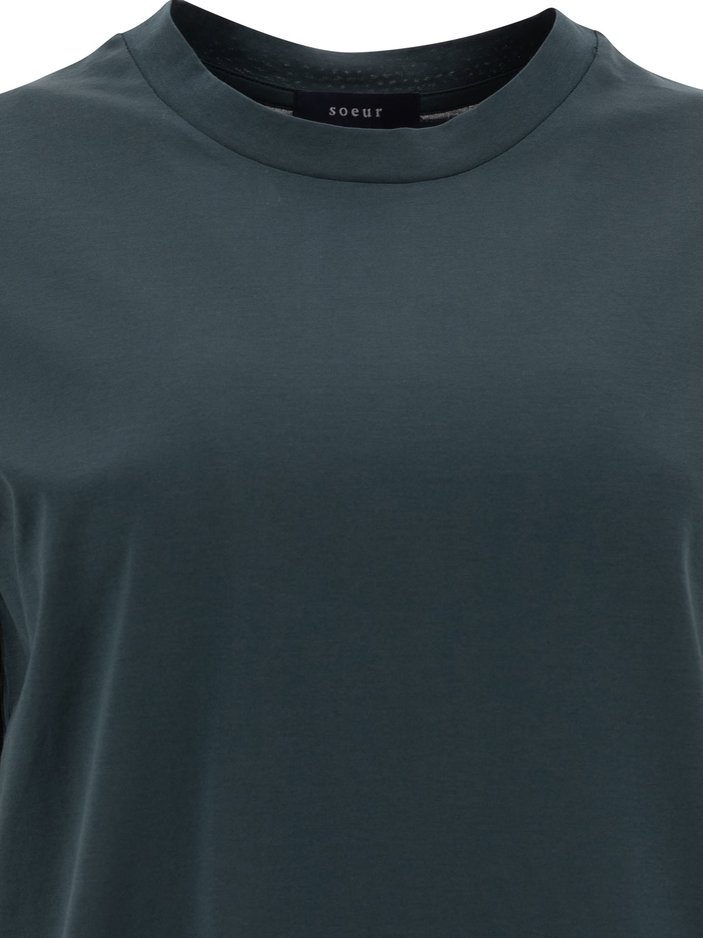 Soeur Crew Neck Plain Design Short Sleeves In Green