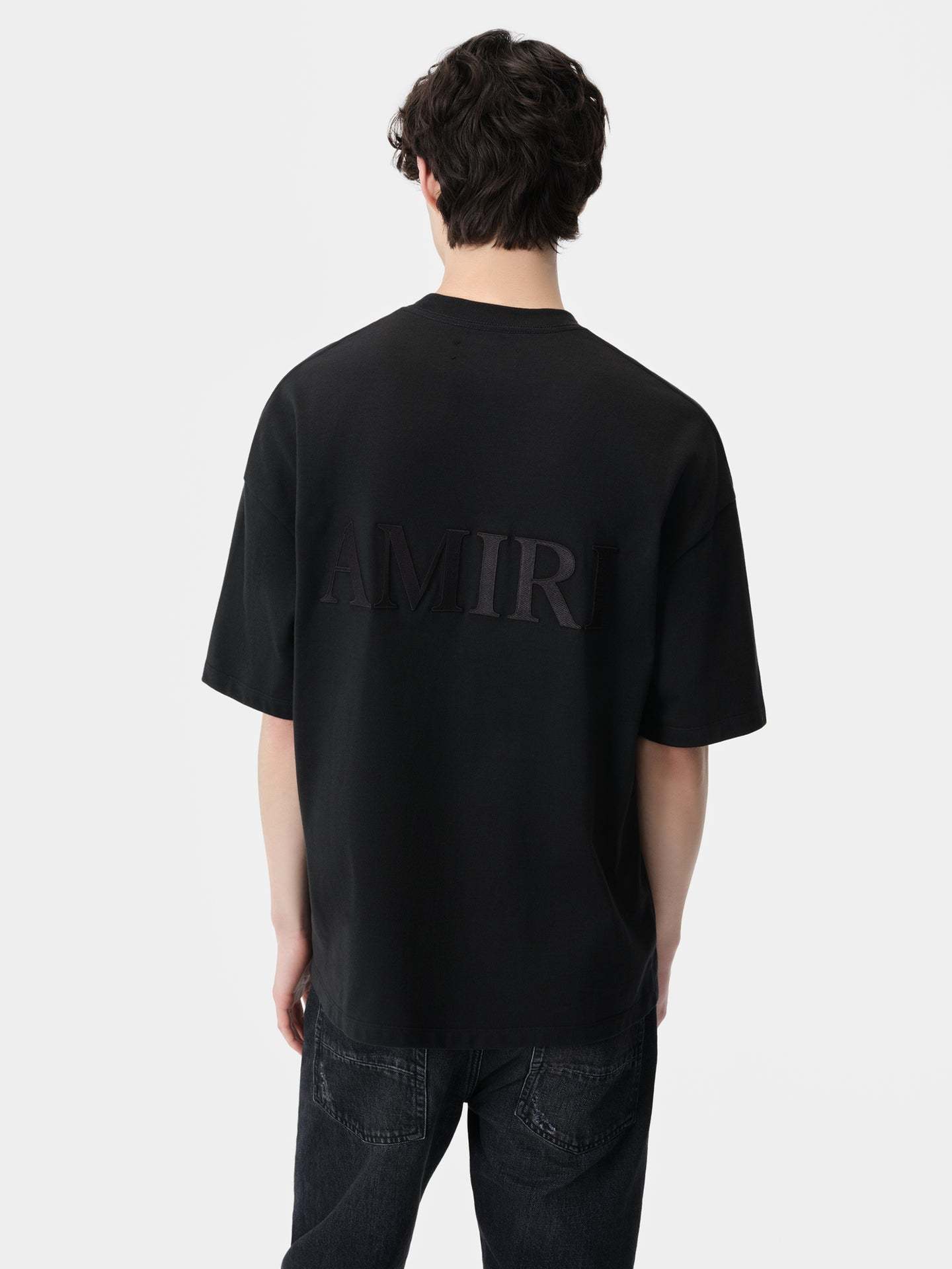 Amiri Tonal Logo Oversized Cotton T-shirt In Black