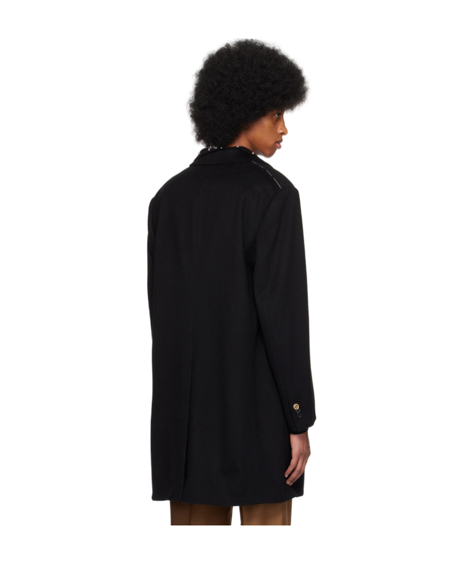 Versace Single-breasted Button Coat In Black