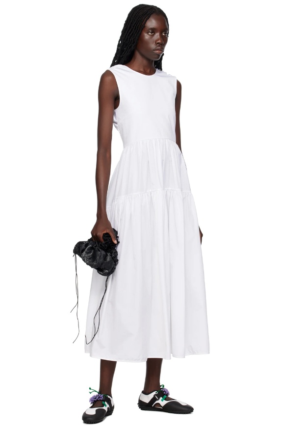 Cecilie Bahnsen Round-necked Sleeveless Dress In White