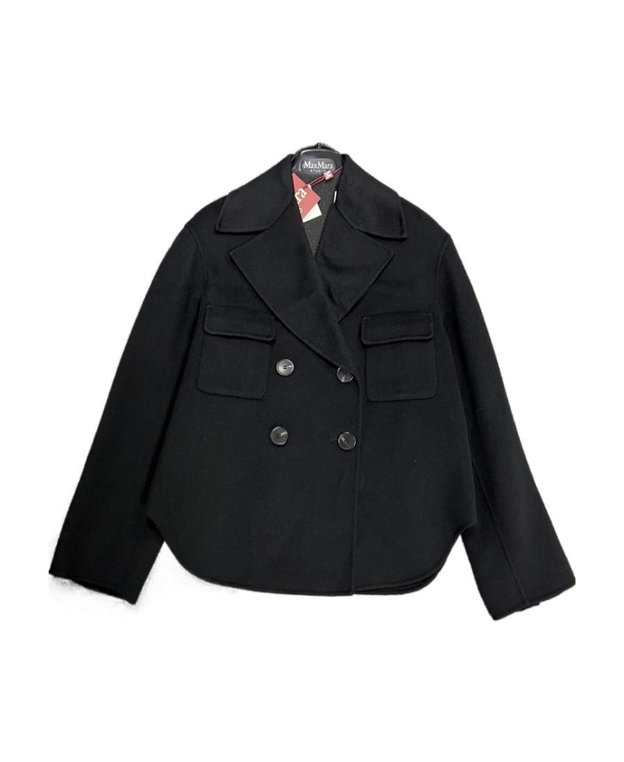 Shop Max Mara Double-breasted Short Coat In Black