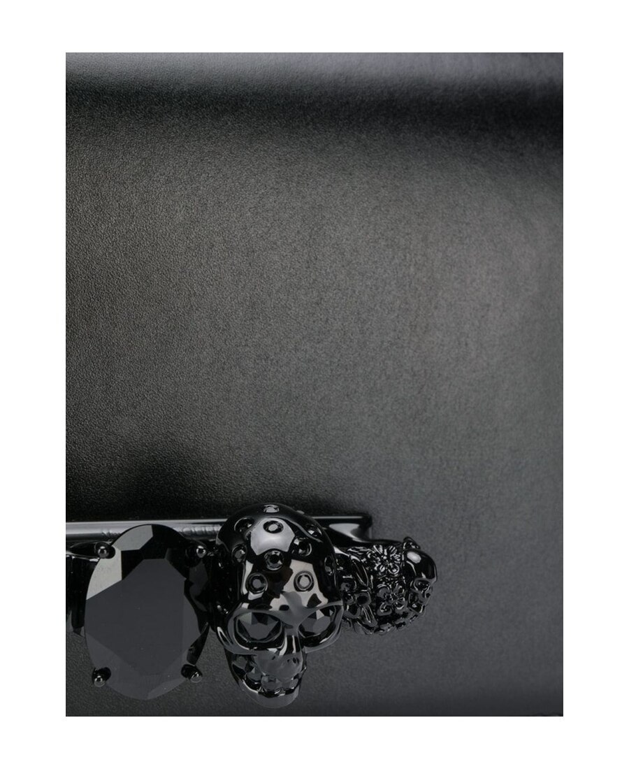 Alexander Mcqueen Blackout Leather Crossbody Knuckle Bag In Black