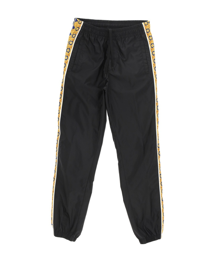 Versace Graphic-stripe Taffeta Track Pants In Green