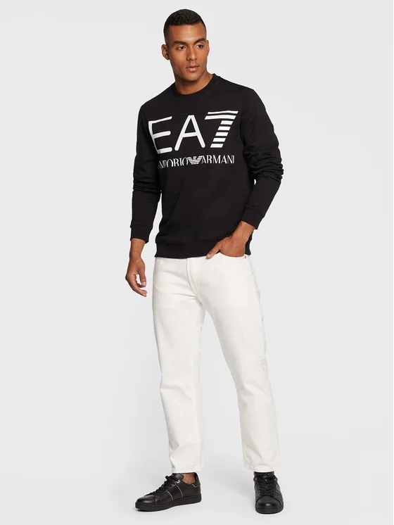 Ea7 T-shirt With Round Neck And Long Sleeves In Black