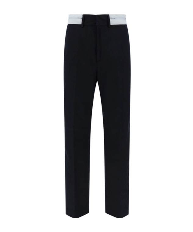 Palm Angels Contrasting-waistband Tapered Trousers In Black