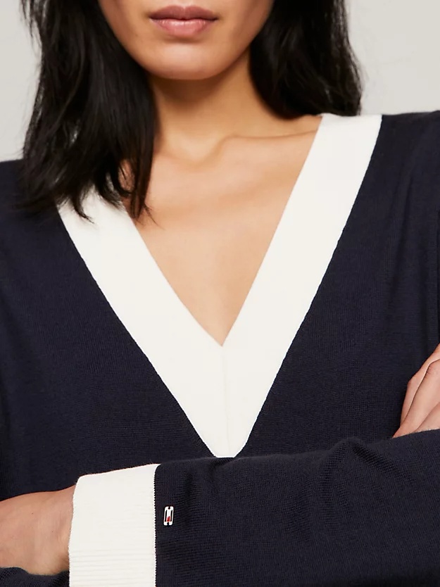 Tommy Hilfiger Long-sleeved Wool Dress In Black