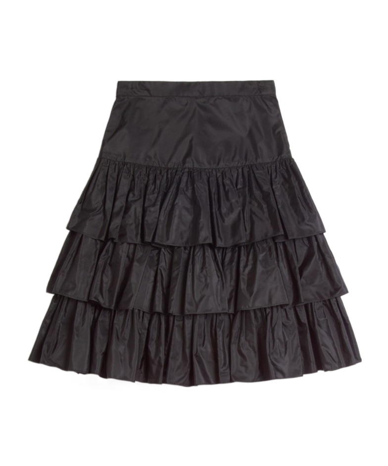 Valentino Ruffled Taffeta Skirt Woman Black 42 In Black