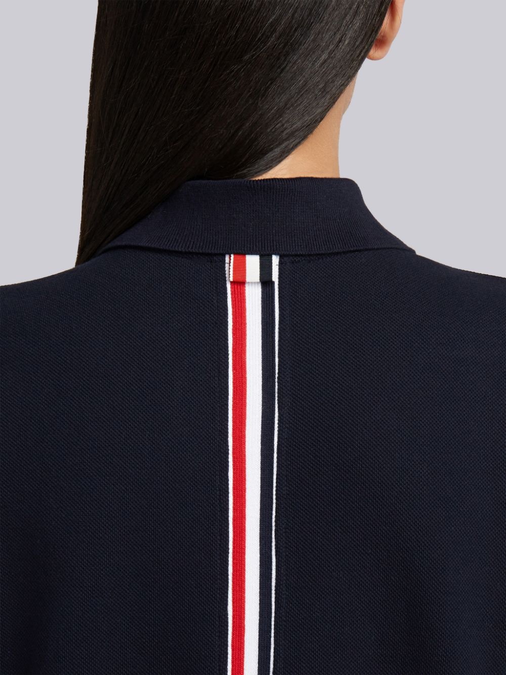 Thom Browne Mini Jacquard Knit Polo Dress In In Black
