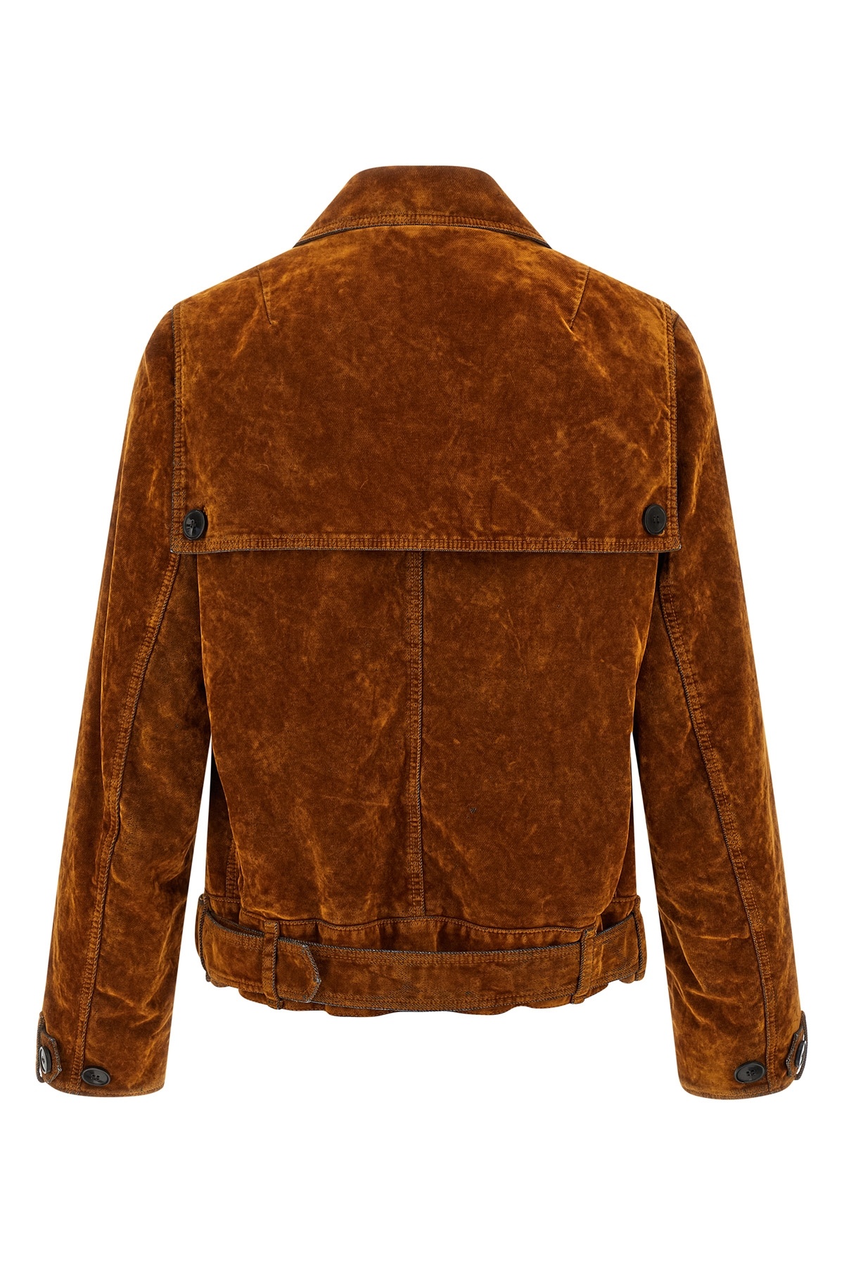 Dries Van Noten Velvet Biker Jacket Puffer Jackets Multicolor In Brown