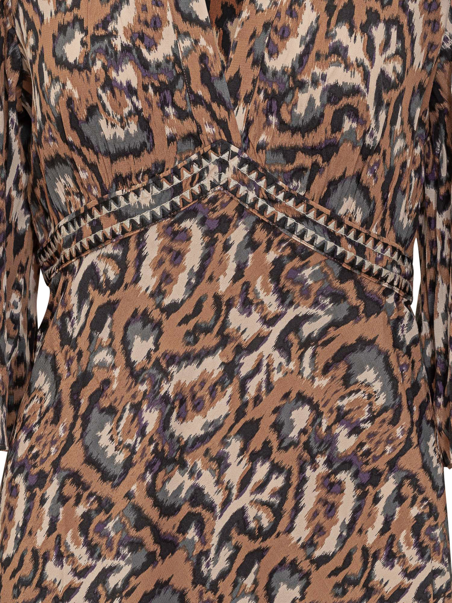 Bash V-neck Printed Dress In Brown
