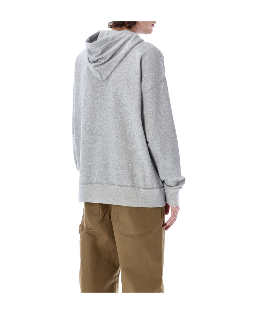 Isabel Marant Heathered Grey Hoodie With Contrasting Logo In Gray