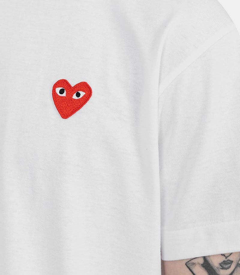 Comme Des Garçons Play Comme Des Garcons Play Blue Polka Dots Pattern Short Sleeve White