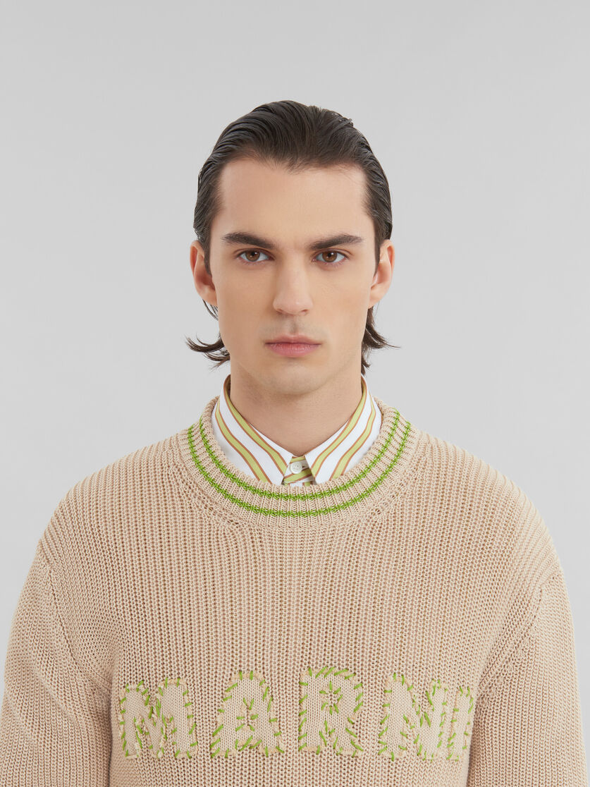 Shop Marni Beige Cotton Jumper With Patches In Nude