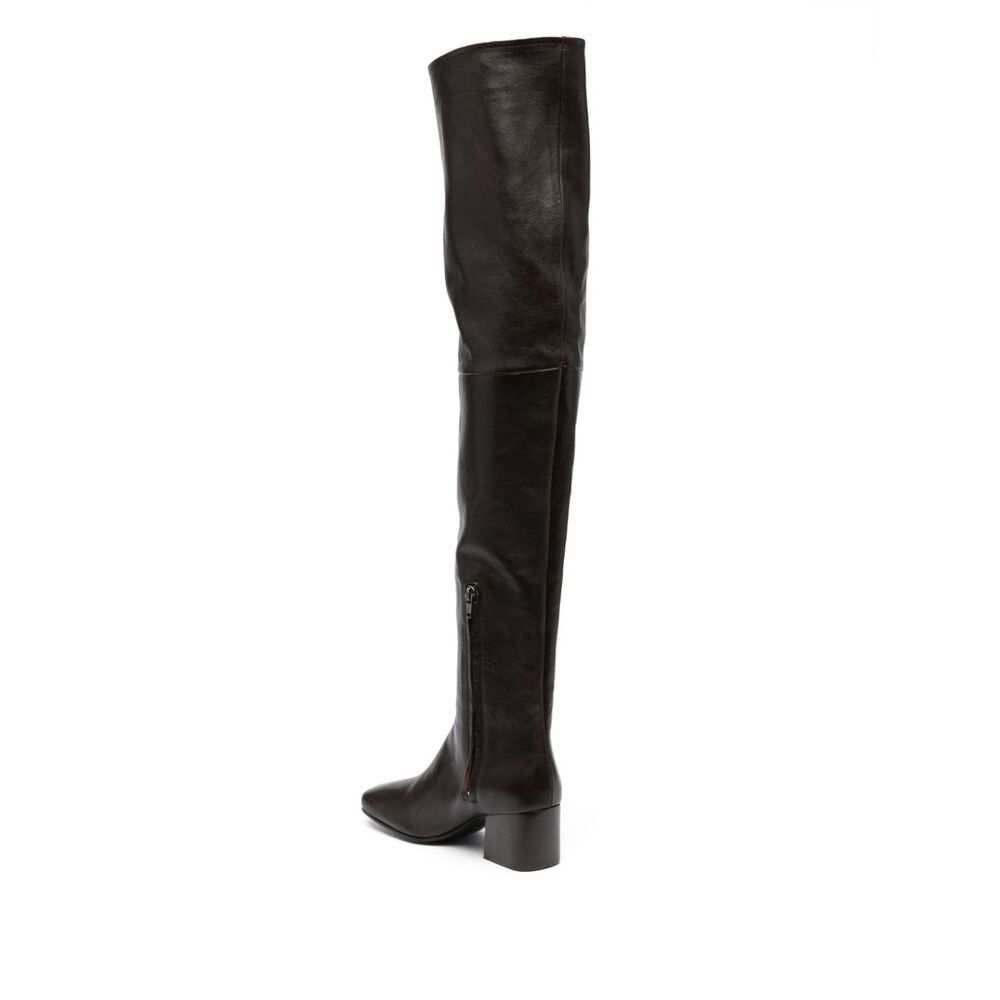 Lemaire Brown Leather Boots In Black
