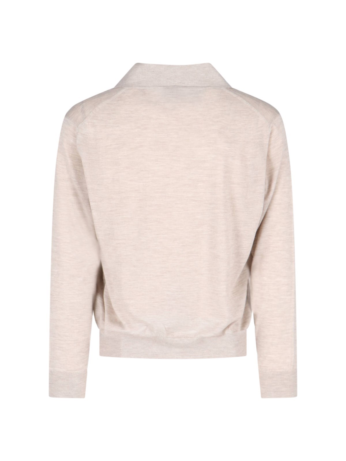 Bottega Veneta Long-sleeved Polo Shirt In Nude