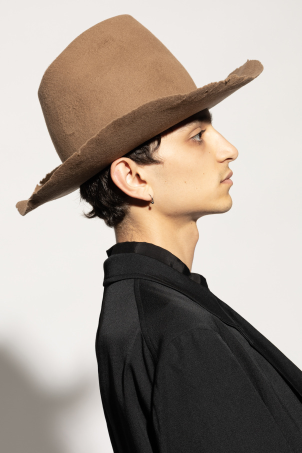Yohji Yamamoto Irregular Brim Hat In Brown