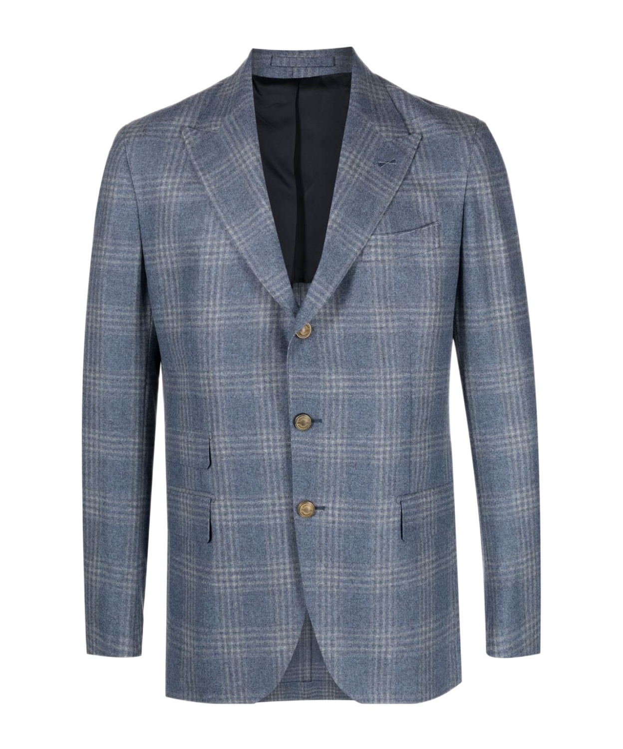 Eleventy Plaid-check Single-breasted Blazer In Gray