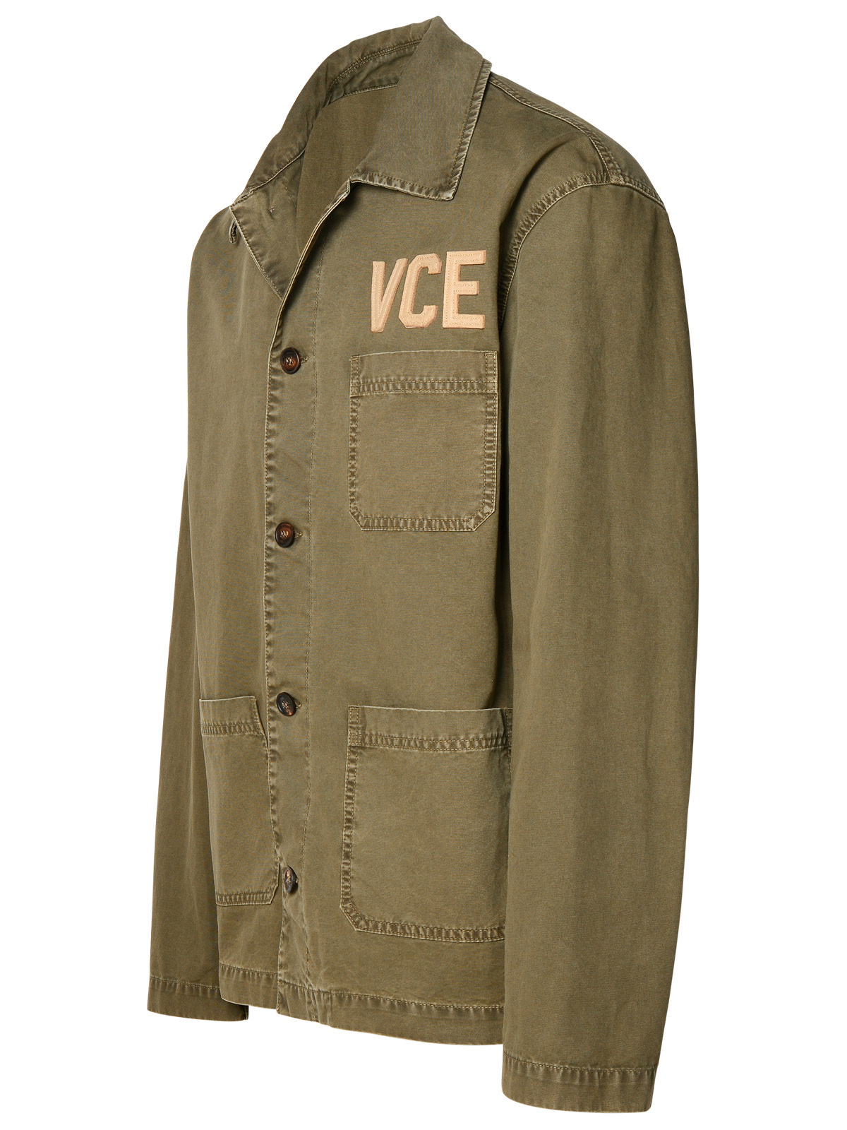 Golden Goose Cotton Utility Overshirt With Embossed Logo In Green