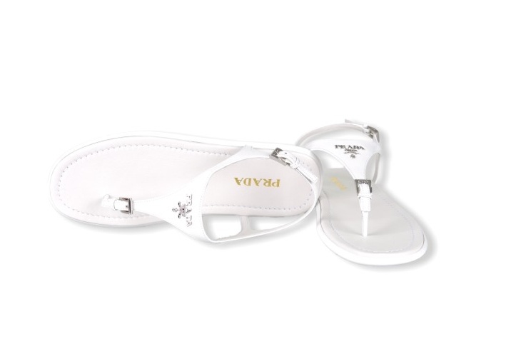 Prada Logo Sandals In White