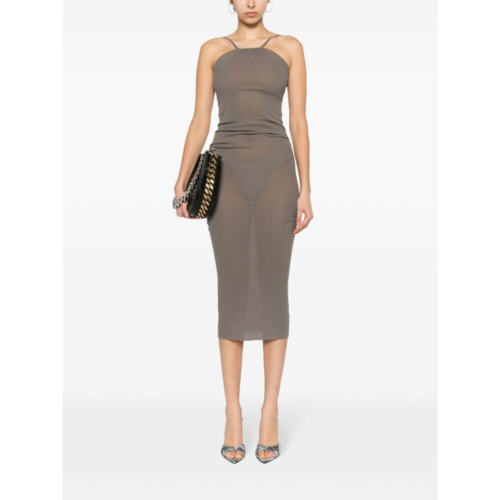 Rick Owens Skorpio Fine-ribbed Tank Dress In Gray