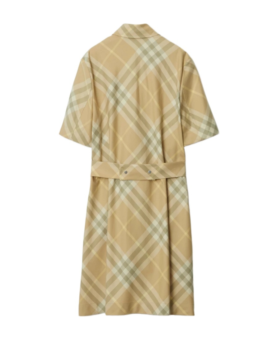 Burberry Signature Check Button-front Shirtdress In Nude
