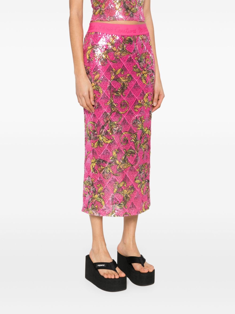 VERSACE JEANS BAROCCO-PRINT MIDI SKIRT