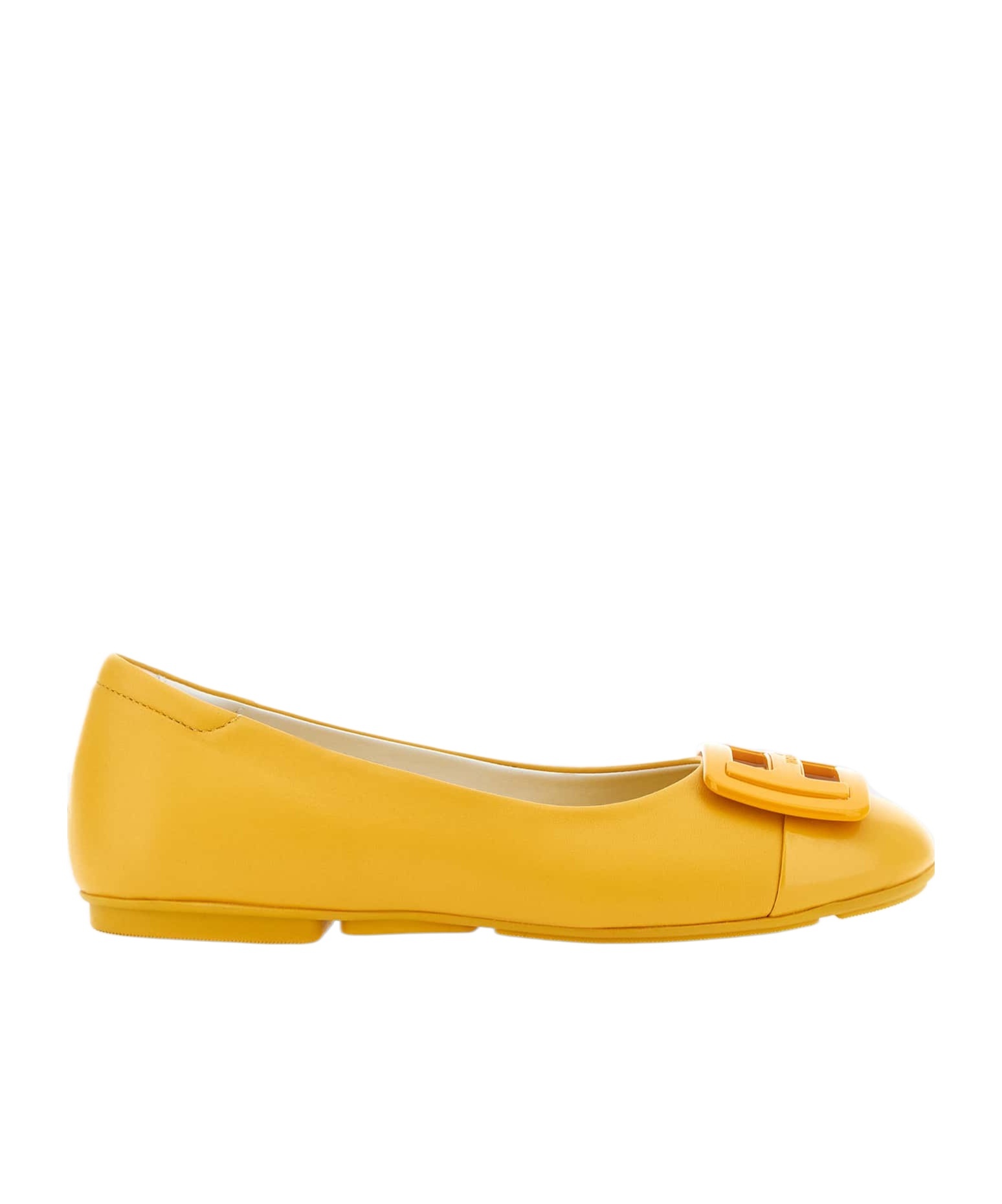 Hogan Woman Ballet Flats Marigold Size 8 Leather In Yellow