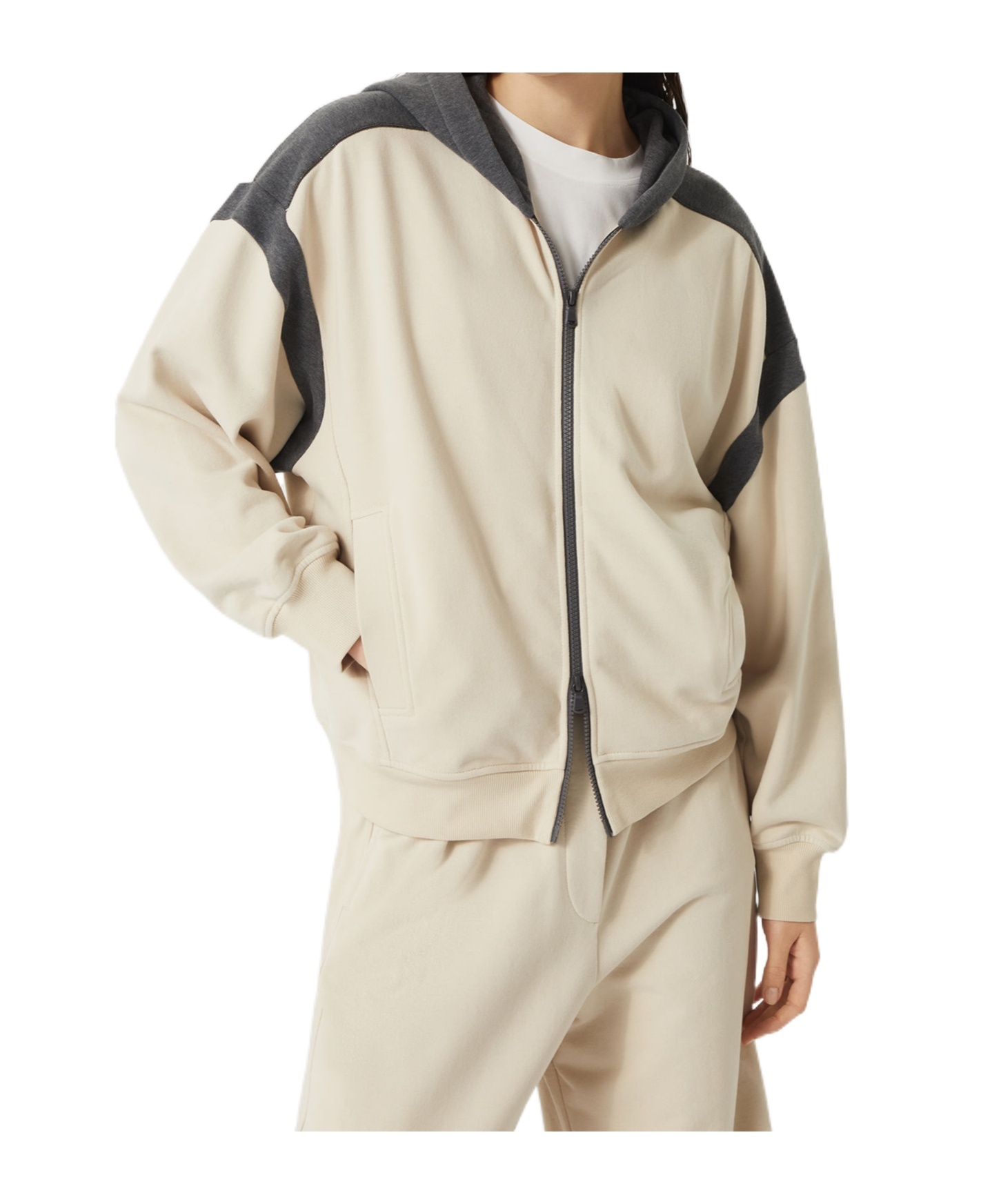 Shop Brunello Cucinelli Panelled Hoodie In Nude