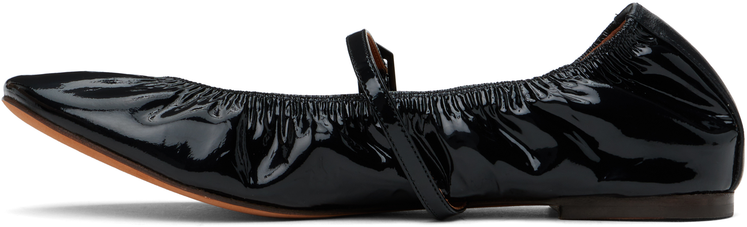 Lanvin Shiny Mary Jane Ballet Flats In Black